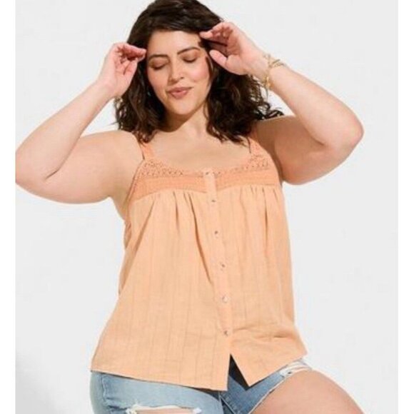 Torrid Women’s Orange Crochet Sleeveless Tank Top Size 2 (18-20) NWT - Picture 3 of 7